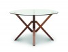 Exeter 48 inch Round Glass Top Table - Walnut