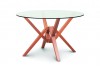 Exeter 48 inches Round Glass Top Table - Cherry