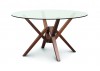 Exeter 54 inch Round Glass Top Table - Walnut