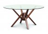 Exeter 60 inch Round Glass Top Table - Walnut