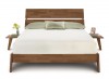Linn Bed in Cherry (Saddle) With Shelf Nightstands (Head-on)